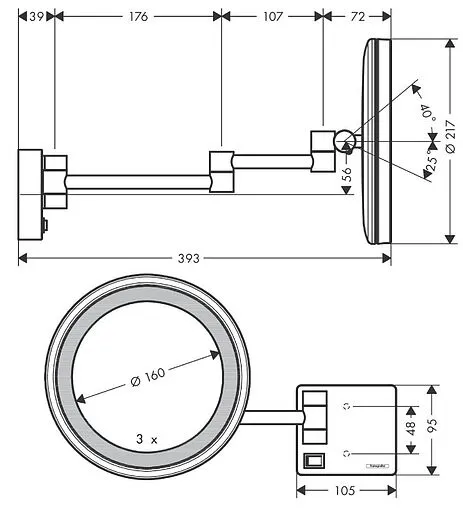 Косметическое зеркало Hansgrohe AddStoris хром 41790000