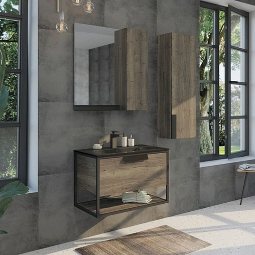 Тумба-умывальник подвесная Comforty Бонн 75 дуб тёмный/чёрный 00-00001936CF Тумба-умывальник подвесная Comforty Бонн 75 дуб тёмный/чёрный 00-00001936CF