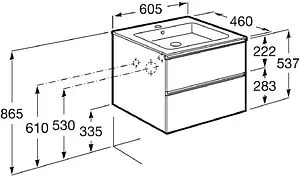 Тумба-умывальник подвесная Roca The Gap 60 городской дуб A857397402+ Тумба-умывальник подвесная Roca The Gap 60 городской дуб A857397402+, 2
