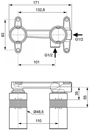 Скрытая часть смесителя для раковины Ideal Standard A1313NU