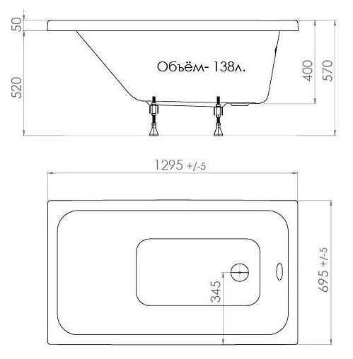 Ванна акриловая Triton Ультра 130x70 Щ0000017401 Ванна акриловая Triton Ультра 130x70 Щ0000017401