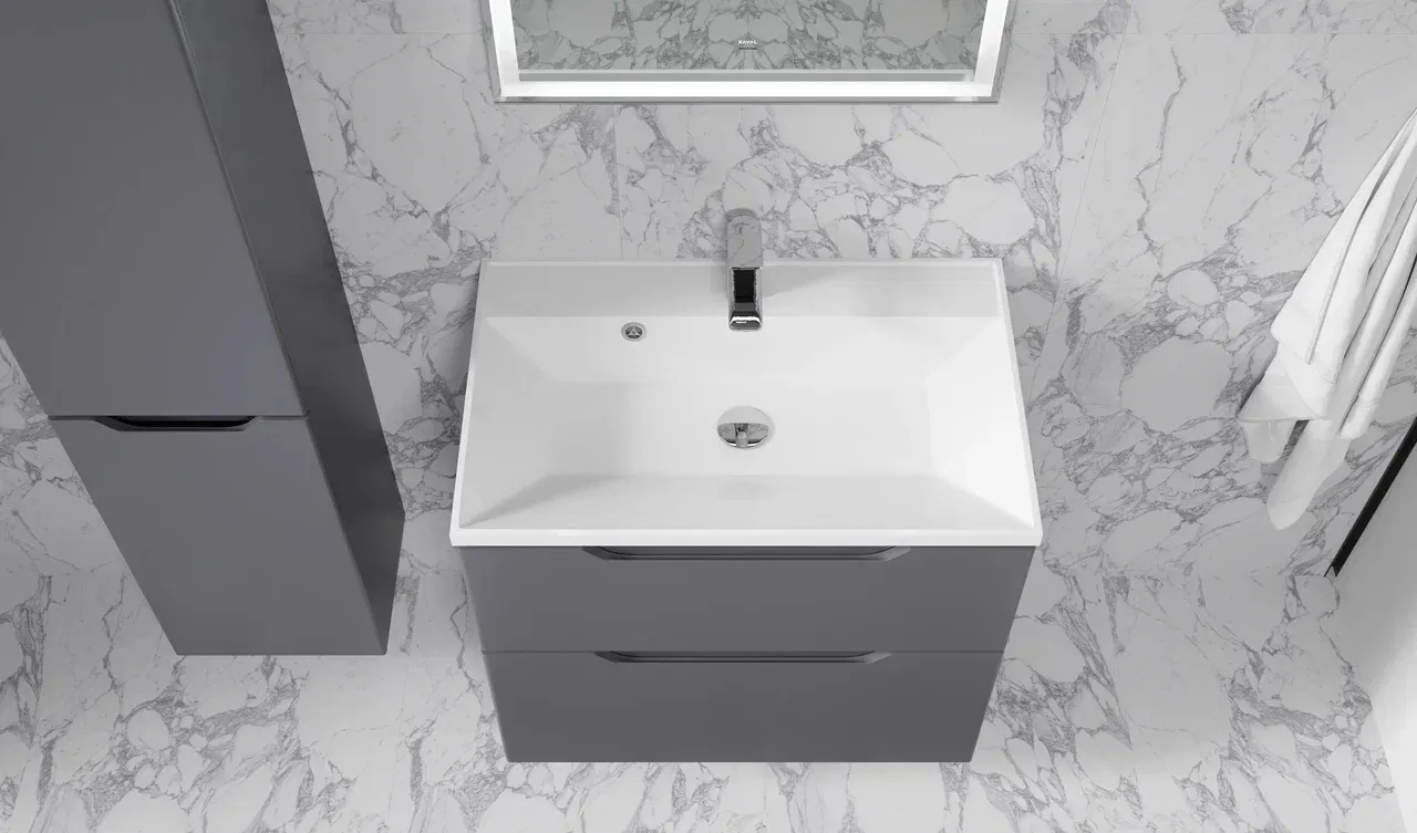 Тумба-умывальник подвесная Raval Wector 70 антрацит Wct.01.70/P/A/MD+4627173210171