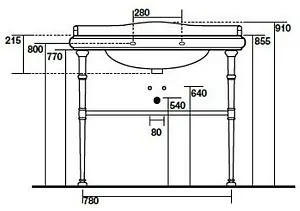 Консоль Kerasan Retro 78 золото 730091 Консоль Kerasan Retro 78 золото 730091, 2