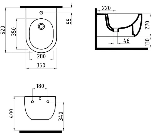 Биде подвесное Bien Vokha белый MDBA05201VD1W5000
