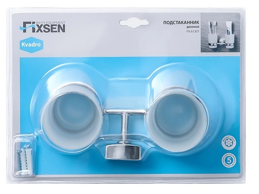 Стакан двойной Fixsen Kvadro хром FX-61307