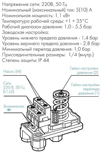 Реле давления Джилекс РДМ-5 ¼&quot;нг 9002