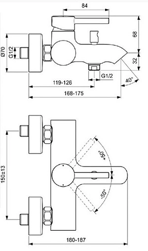 Смеситель для ванны Ideal Standard Kolva белый матовый/хром BC675U5