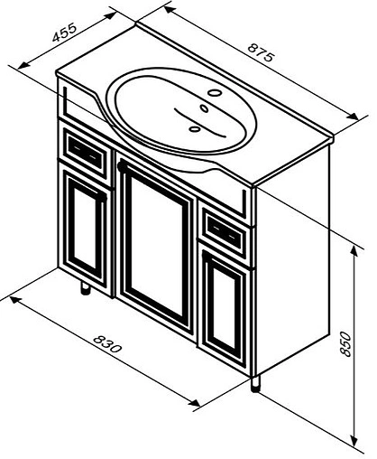 Тумба-умывальник напольная Damixa Palace One 85 белый M41-FSX0853WG-WCC085