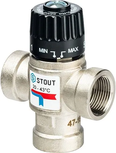 Трехходовой термостатический смесительный клапан ¾&quot; +20...+43°С Kvs 1.6 Stout SVM-0010-164320