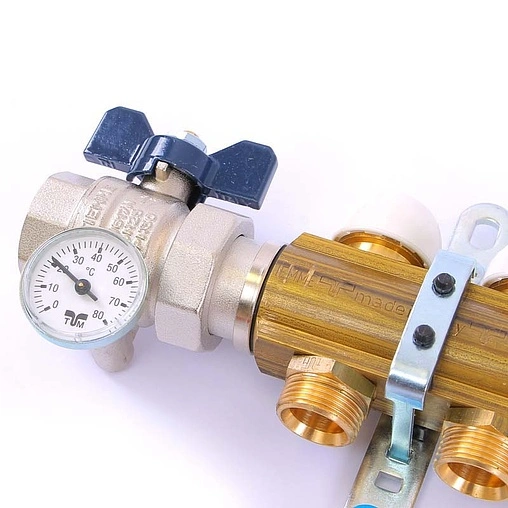 Группа коллекторная с расходомерами 9 отводов 1&quot;в/в x ¾&quot;ек Tiemme 3870009