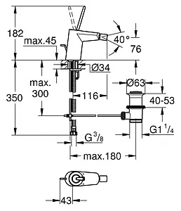 Смеситель для биде Grohe Eurodisc Joy хром 24036000 Смеситель для биде Grohe Eurodisc Joy хром 24036000, 2