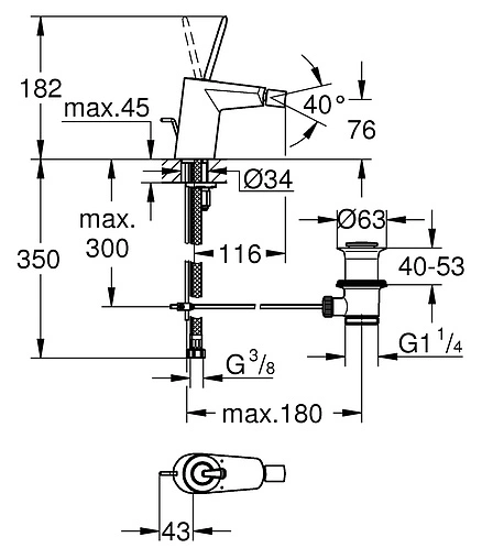 Смеситель для биде Grohe Eurodisc Joy хром 24036000