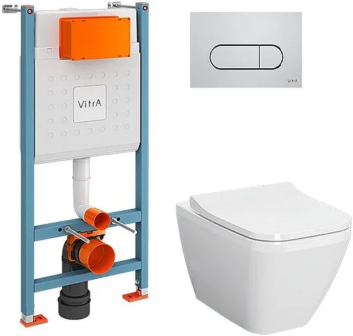 Комплект 5 в 1 VitrA Integra Square Rim-Ex 9856B003-7207 с кнопкой хром глянцевый
