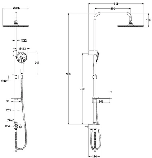 Душевая система без смесителя Lemark хром LM8809C