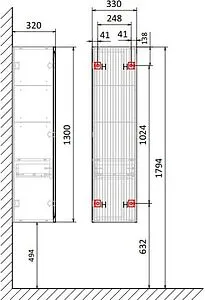 Шкаф-пенал подвесной Jorno Strong 33 антрацит Str.04.130/P/A Шкаф-пенал подвесной Jorno Strong 33 антрацит Str.04.130/P/A, 2