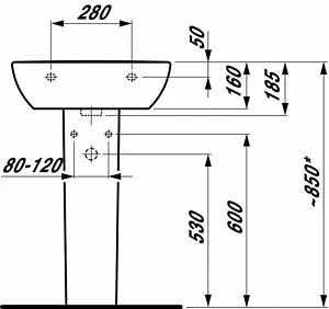Раковина Laufen Pro 55 белый 8.1095.1.000.104.1 Раковина Laufen Pro 55 белый 8.1095.1.000.104.1, 3