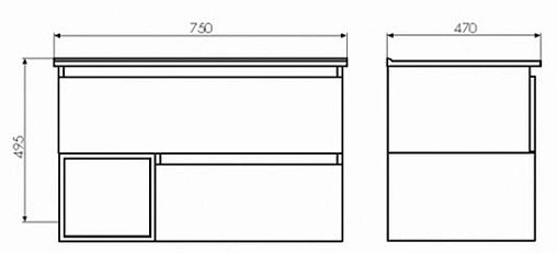 Тумба-умывальник подвесная Comforty Турин 75 дуб бежевый/белый 00004144200CF