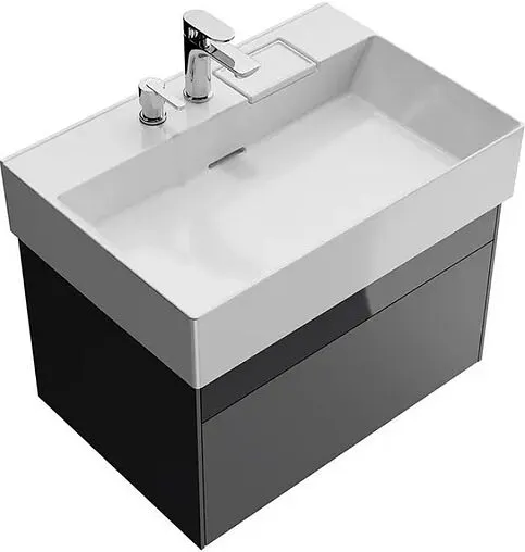 Тумба-умывальник подвесная Kerama Marazzi Logica 70 стальной серый LOG.70.2\ST+LO.wb.70.2+LO.dis.02\CR