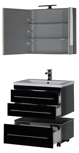 Шкаф-зеркало Aquanet Верона 75 L чёрный 00175385