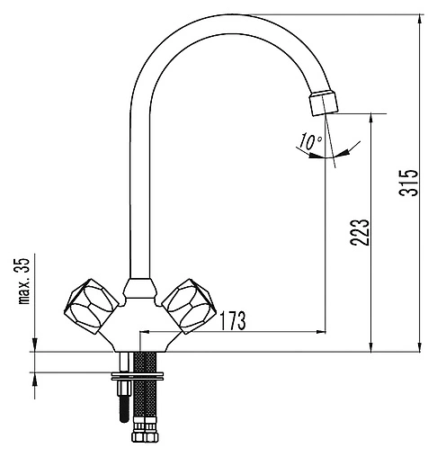 Смеситель для кухни SMARTsant Тайп хром SM050007AA