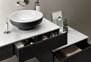 Тумба под умывальник подвесная VitrA Origin 90 R тёмный вяз 65676 Тумба под умывальник подвесная VitrA Origin 90 R тёмный вяз 65676, 4