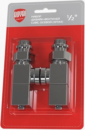 Комплект вентилей запорных осевых ½" в/н Royal Thermo хром RTE 56.003 Комплект вентилей запорных осевых ½" в/н Royal Thermo хром RTE 56.003