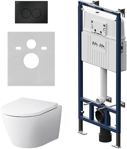 Комплект 6 в 1 Am.Pm Sense FlashClean IS100138.741701 с кнопкой черный матовый