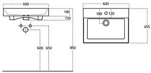 Раковина Sanovit Slim Synergy 60 белый 17060-KL Раковина Sanovit Slim Synergy 60 белый 17060-KL, 2