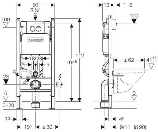 Инсталляция для подвесного унитаза Set 3 в 1 Geberit Duofix 458.118.21.2 с кнопкой Delta 20 хром глянцевый Инсталляция для подвесного унитаза Set 3 в 1 Geberit Duofix 458.118.21.2 с кнопкой Delta 20 хром глянцевый