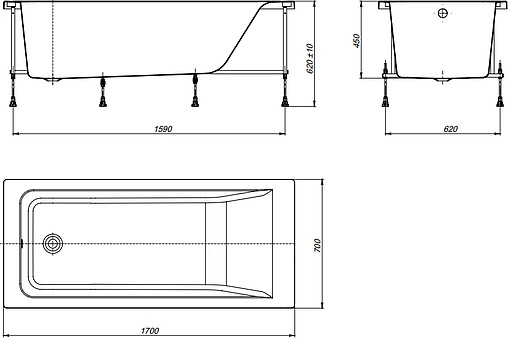 Ванна акриловая Roca Easy 170x70 ZRU9302905