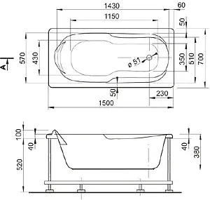 Ванна акриловая Pestan Iva 150х70 13415070 Ванна акриловая Pestan Iva 150х70 13415070, 2