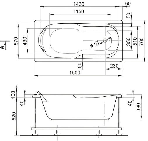 Ванна акриловая Pestan Iva 150х70 13415070 Ванна акриловая Pestan Iva 150х70 13415070