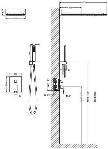 Душевая система со смесителем для душа Timo Briana чёрный матовый SX-7139/03SM