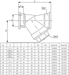 Фильтр угловой сетчатый 1"в x 1"в Oventrop 1120008 Фильтр угловой сетчатый 1"в x 1"в Oventrop 1120008, 2
