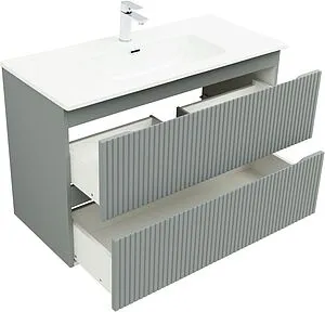 Тумба-умывальник подвесная Aquanet Джейн (Flat) 100 мисти грин 00335436+, 4