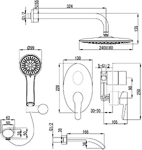 Душевая система со смесителем для ванны Lemark Atlantiss хром LM3222C Душевая система со смесителем для ванны Lemark Atlantiss хром LM3222C, 2