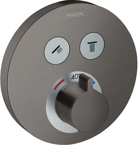Термостат для 2 потребителей Hansgrohe ShowerSelect S шлифованный чёрный хром 15743340