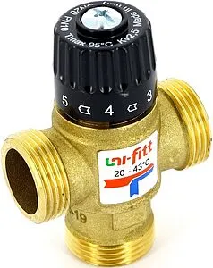 Трехходовой термостатический смесительный клапан 1&quot; +20...+43°С Kvs 2.5 Uni-Fitt 351G0540, 1