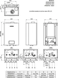 Настенный газовый котел двухконтурный турбированный 24кВт Arderia Turbo D24 2201357, 2