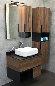 Тумба-умывальник подвесная Comforty Штутгарт 75 дуб тёмно-коричневый/чёрный 00-00001884CF, 5