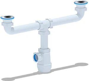 Сифон бутылочный для двойной мойки Ани Пласт Грот A3000, 1