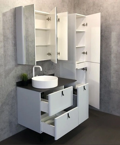 Тумба-умывальник напольная Comforty Сорренто 90Н светло-серый/антрацит 00-00000821CF