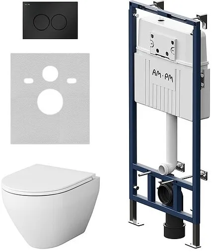 Комплект 6 в 1 Am.Pm Spirit 2.0 FlashClean IS100138.701700 с кнопкой черный матовый