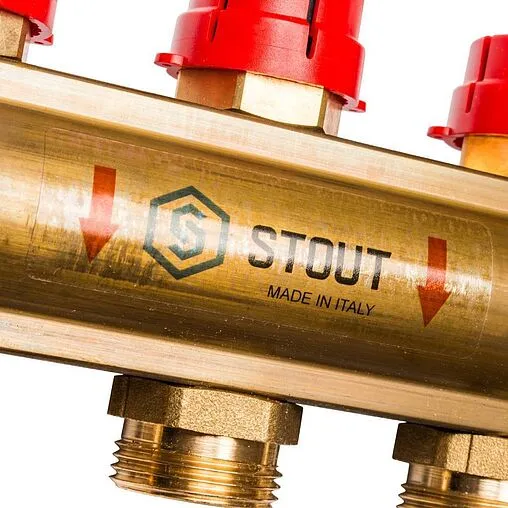 Группа коллекторная с расходомерами 9 отводов 1&quot;в/в x ¾&quot;ек Stout SMB 0473 000009