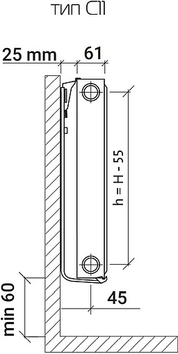 Радиатор стальной панельный Royal Thermo COMPACT тип 11 300 x 1800 мм Bianco Traffico C11-300-1800/9016