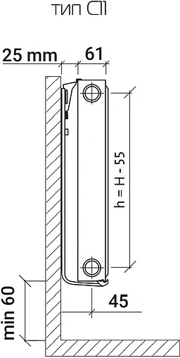 Радиатор стальной панельный Royal Thermo COMPACT тип 11 300 x 2300 мм Bianco Traffico C11-300-2300/9016