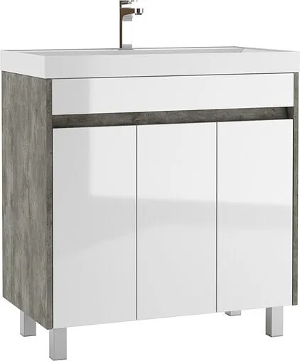 Тумба-умывальник напольная Домино Karlo 80 белый/бетон DK5311T+4627173210188