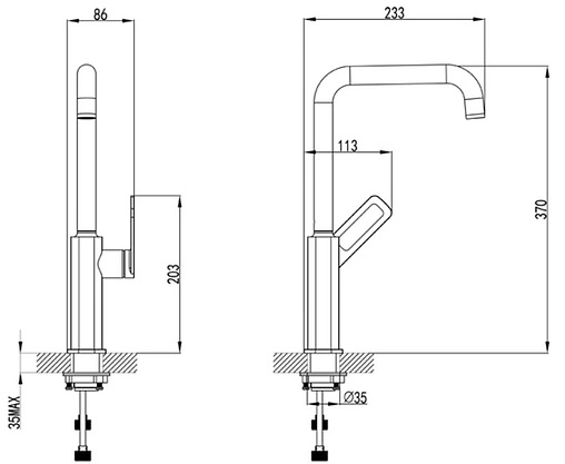Смеситель для кухни IDDIS Slide чёрный матовый SLIBL00i05