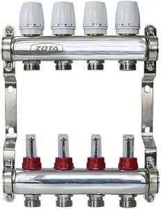 Группа коллекторная с расходомерами 4 отвода 1&quot;в/в x ¾&quot;ек Zota GR4932008104, 1