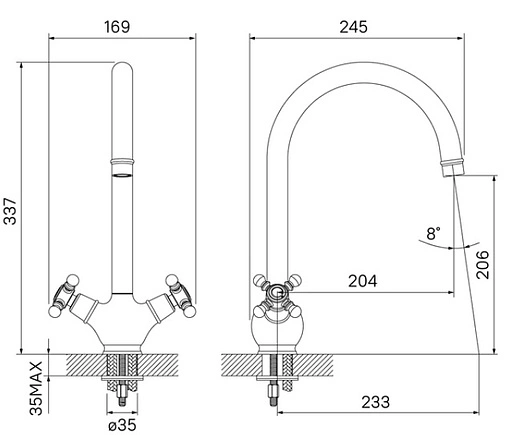 Смеситель для кухни IDDIS Sam бронза SAMBRJ0i05
